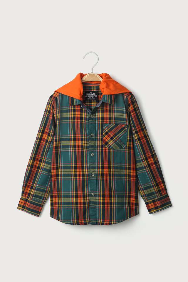 Checks-Cotton-Hood-Boys-Shirt