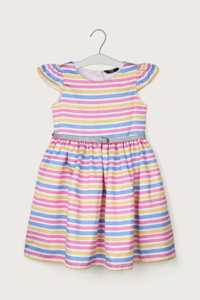 Printed-Satin-Round-Neck-Girls-Dress