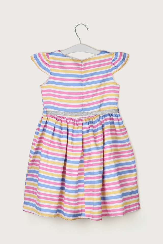 Printed-Satin-Round-Neck-Girls-Dress