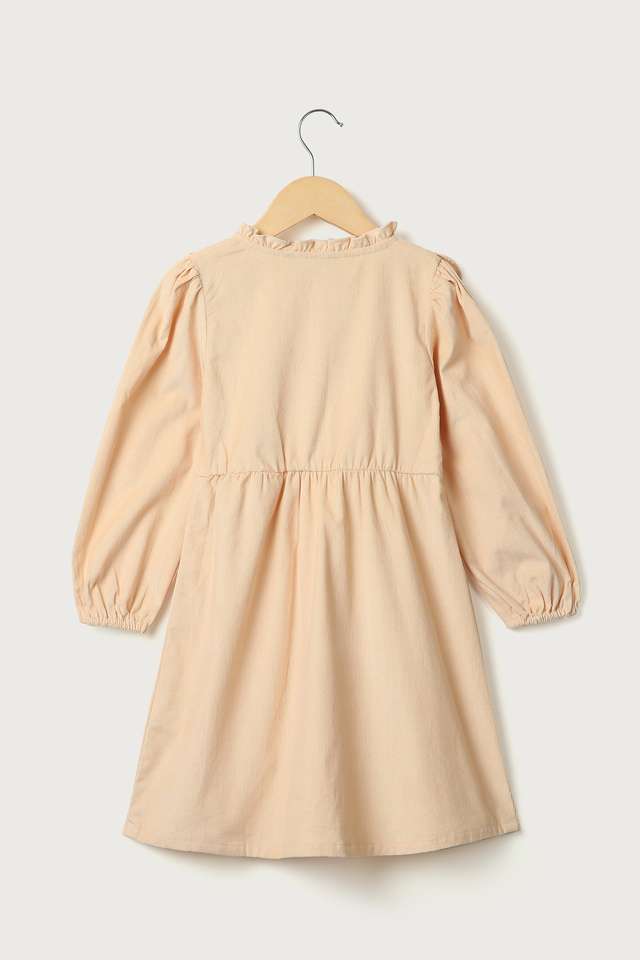 Solid-Cotton-Round-Neck-Girls-Dress