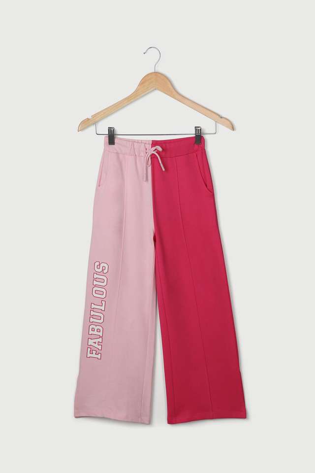 Color-Block-Cotton-Regular-Fit-Girls-Track-Pants