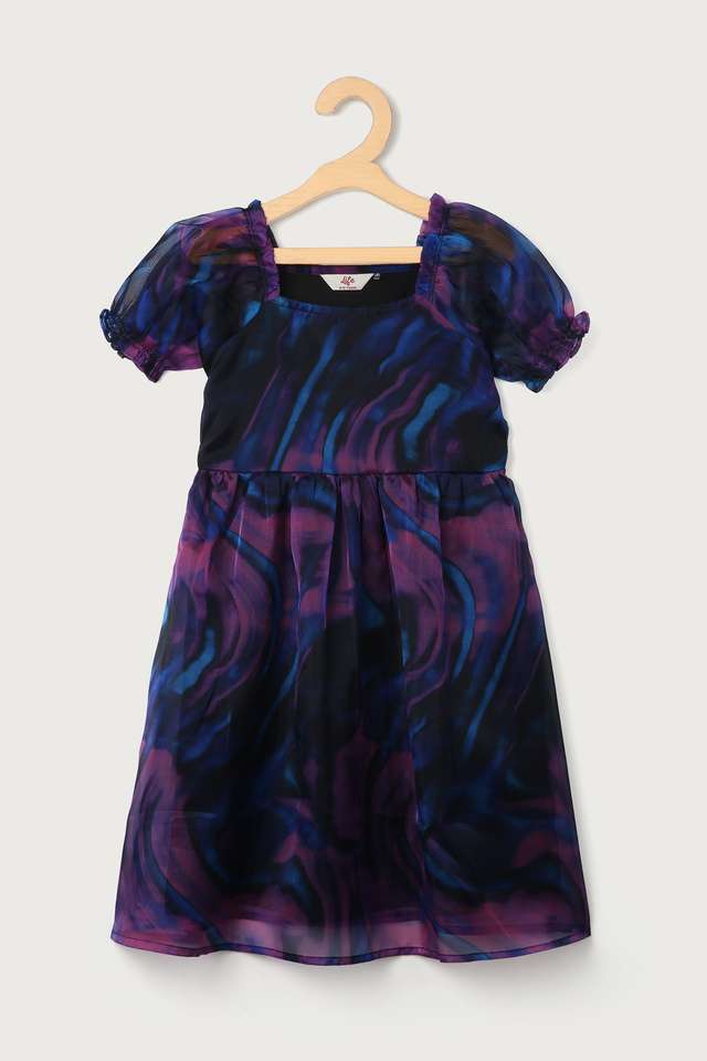 Printed-Organza-Square-Neck-Girls-Dress