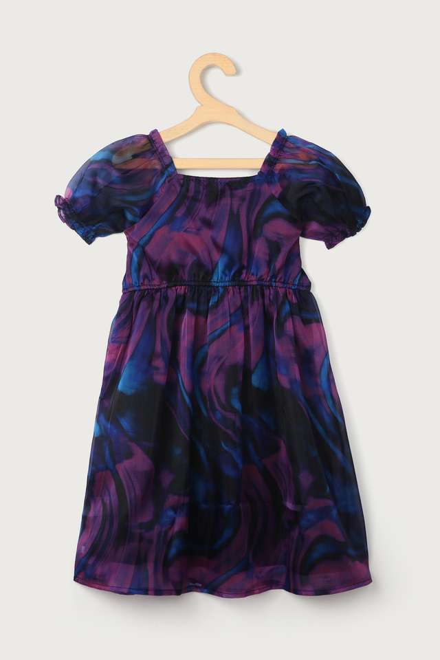 Printed-Organza-Square-Neck-Girls-Dress