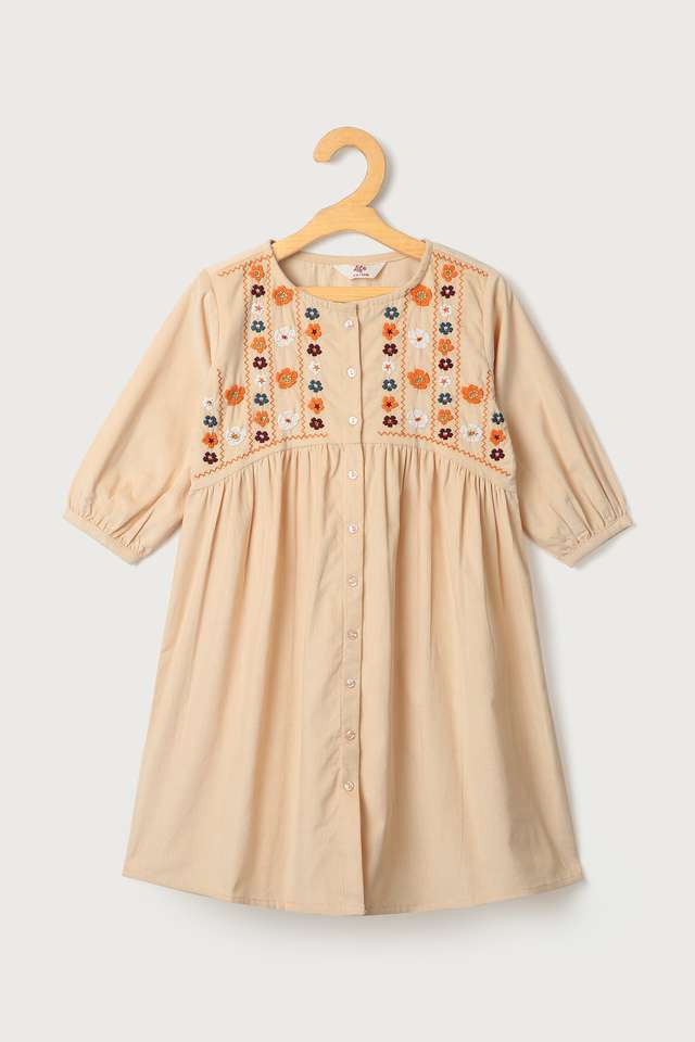 Embroidered-Cotton-Round-Neck-Girls-Dress