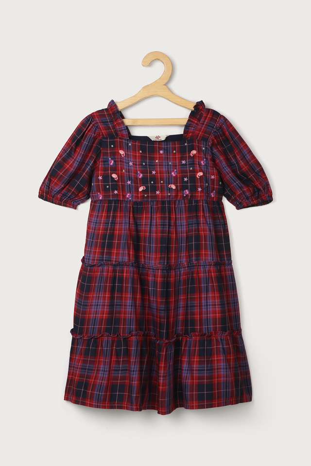 Checks-Cotton-Round-Neck-Girls-Dress