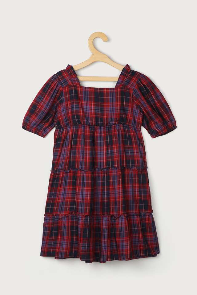 Checks-Cotton-Round-Neck-Girls-Dress