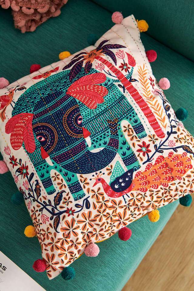 Jungle-Tales-Pom-Pom-Cushion-Cover