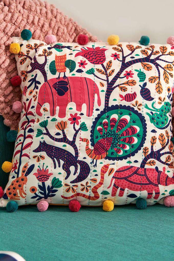 Jungle-Folk-Pom-Pom-Cushion-Cover