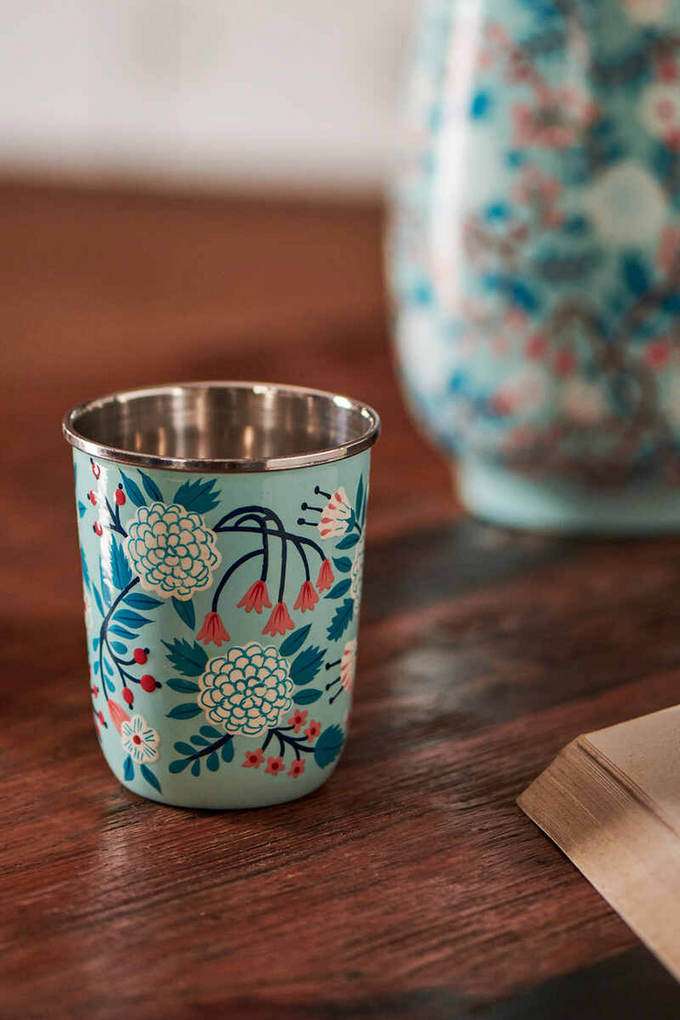 Blue-Floral-Steel-Tumbler-Small