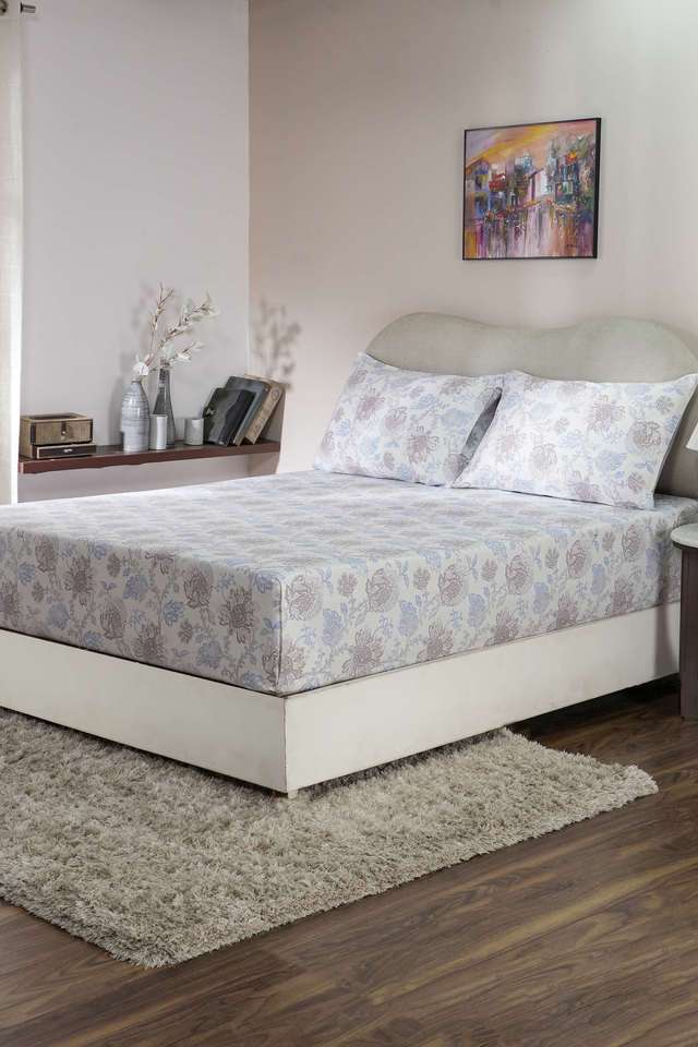 Hues-PBS-Refined-Retro-210-TC-Cotton-Jacobean-Revive-Blue-King-Bed-Sheet-With-2-Pillow-Covers