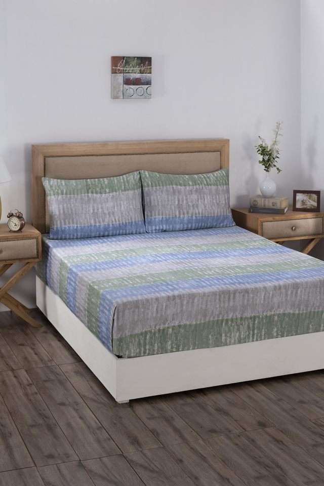 Streak-Tint-King-Blue-Bed-Sheet-with-Pillow-Case