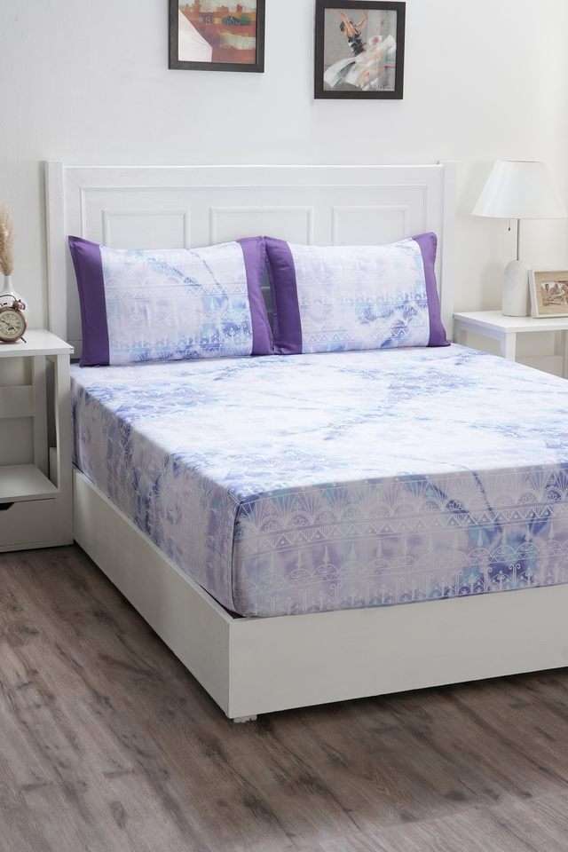 Pinterly-Grid-Double-Blue-Bed-Sheet-with-Pillow-Case
