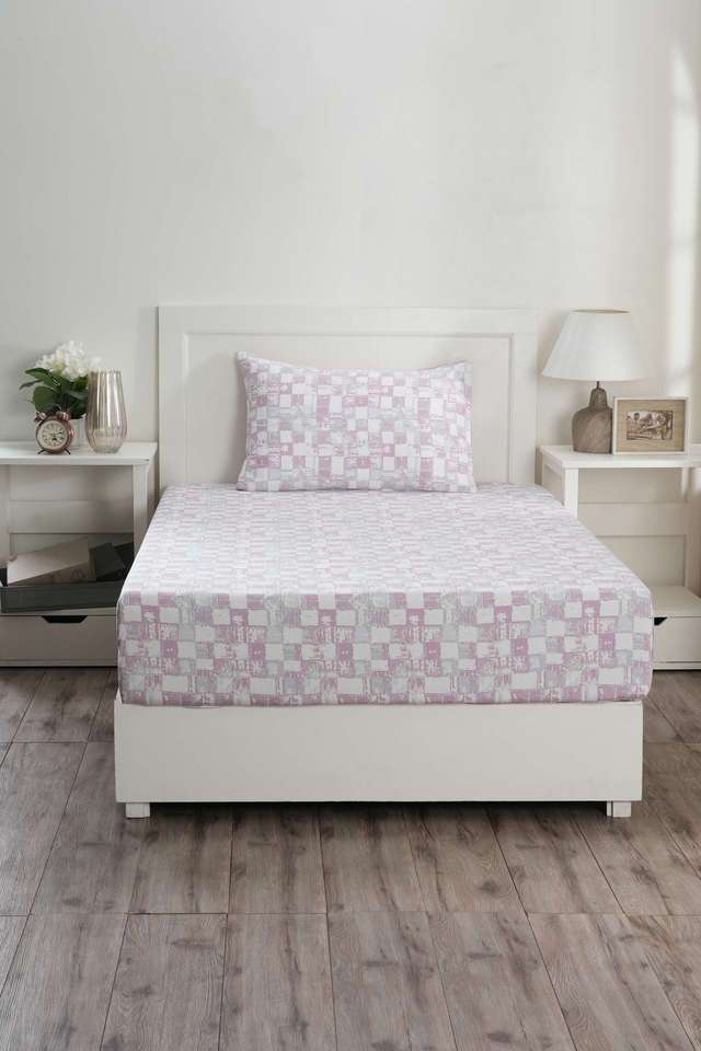 Hues-PBS-Refined-Retro-210-TC-Cotton-Rochelle-Red-Single-Bed-Sheet-With-1-Pillow-Cover