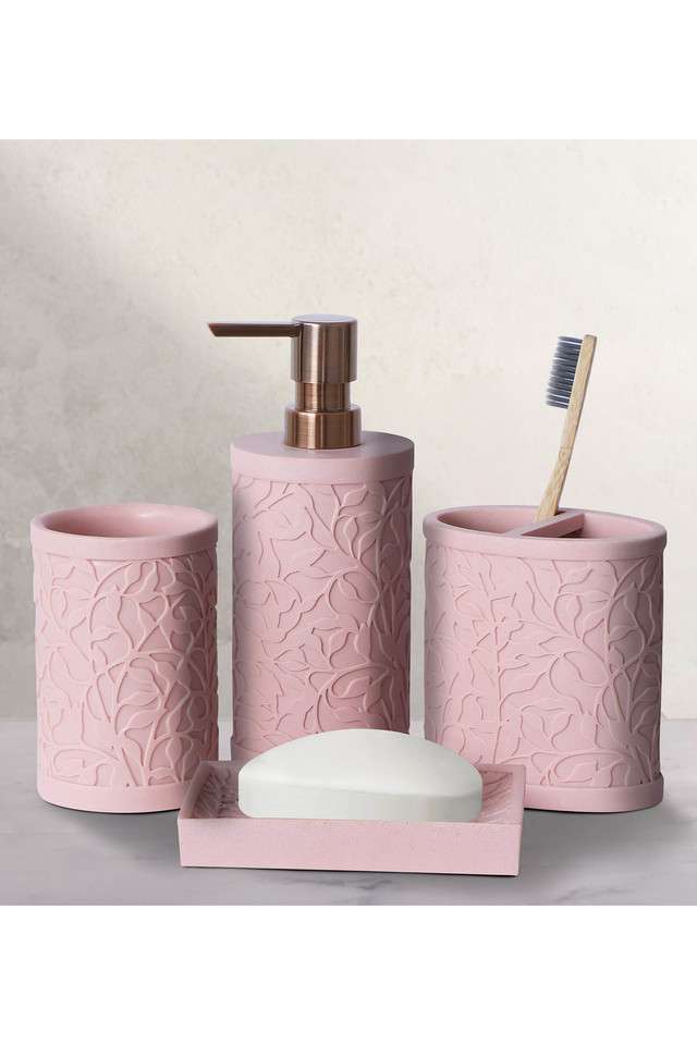 Polyresin-4Pc-Bathroom-set -Pink
