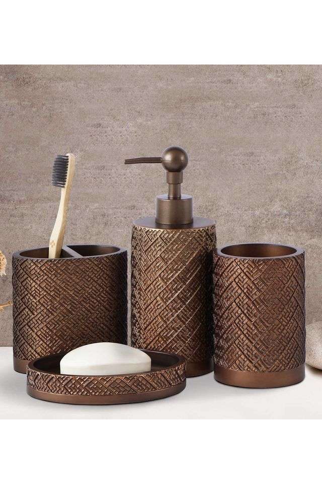 Polyresin-4Pc-Bathset -Brown