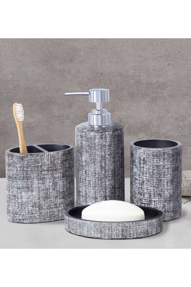 Polyresin-4Pc-Bathroom-set -Grey