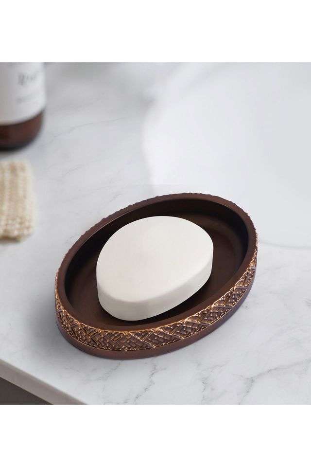 Polyresin-Soap-Dish-with-Hole -Brown