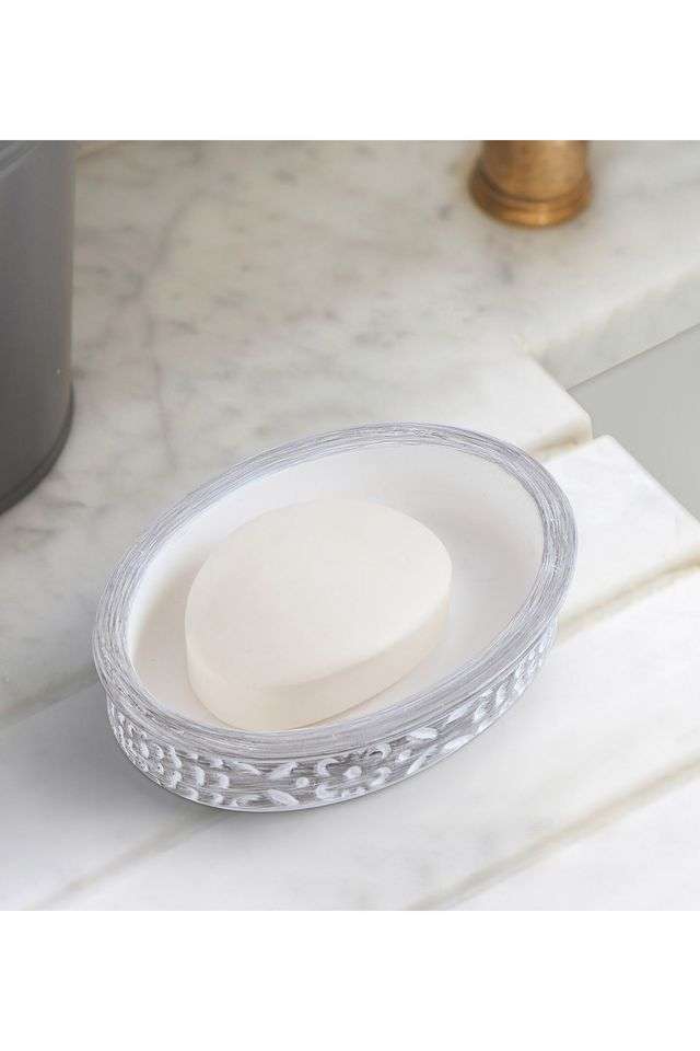 Polyresin-Soap-Dish-with-Hole -Dark-Grey-White