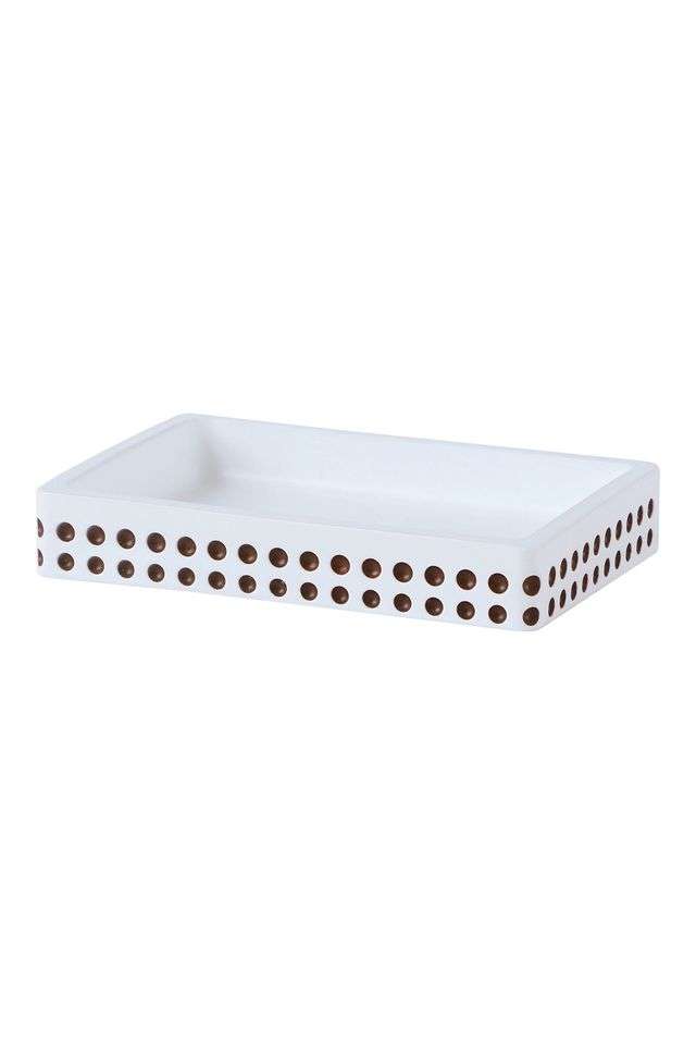 Polyresin-Soap-Dish-with-Hole -Beige-Brown