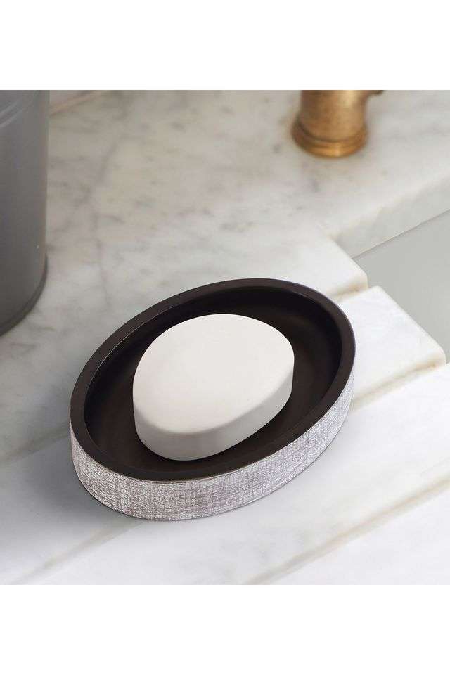 Polyresin-Soap-Dish-with-Hole -Taupe