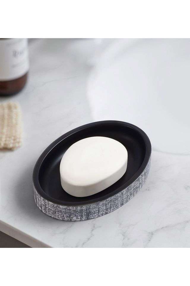 Polyresin-Soap-Dish-with-Hole -Charcoal