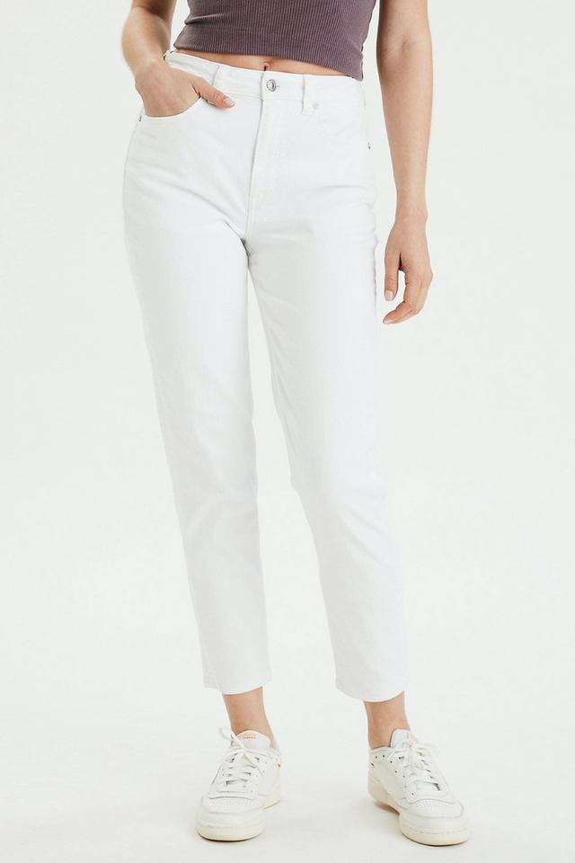 Mid Rise Light Wash Cotton Mom Fit Women's Jeans-image-3