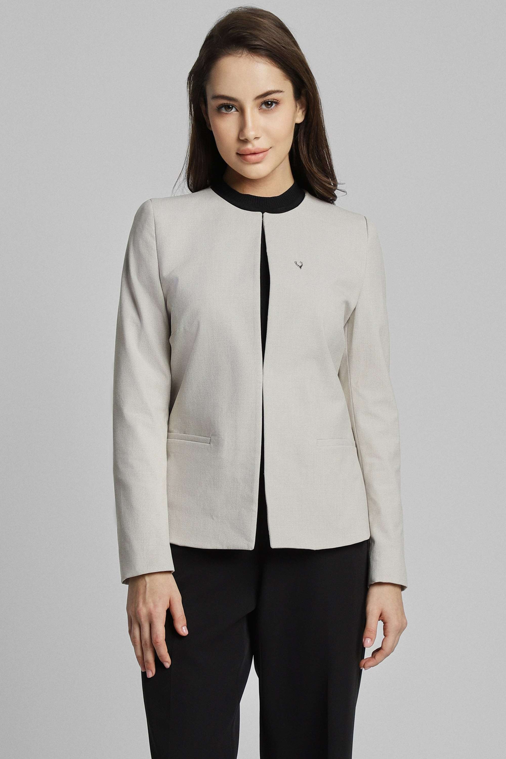 Solid-Polyester-Women-s-Blazer