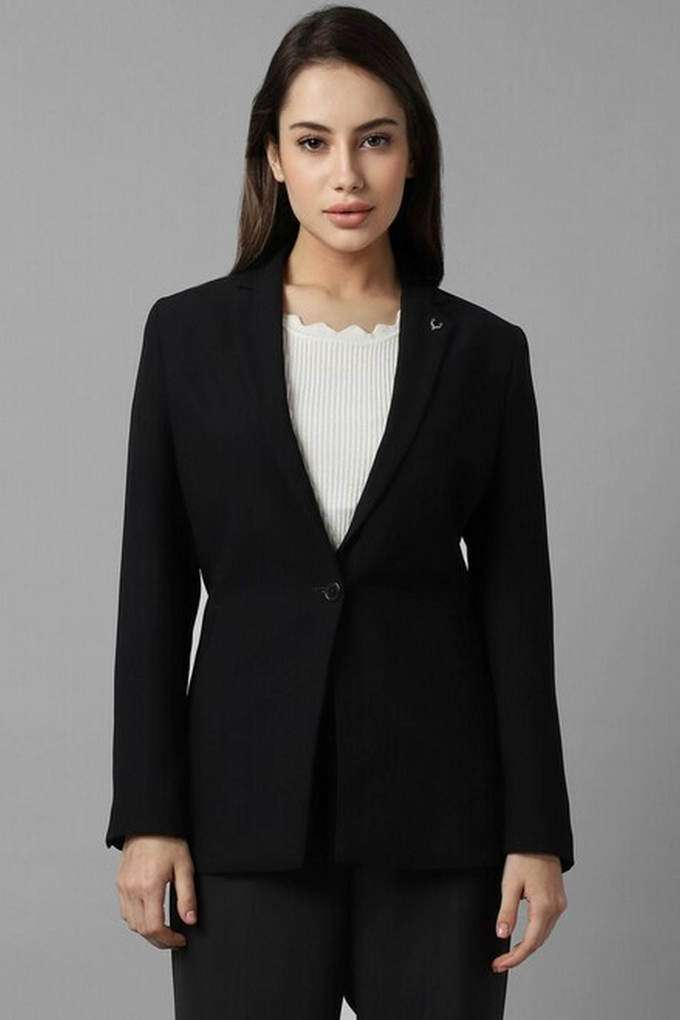 Solid-Polyester-Women-s-Casual-Wear-Blazer
