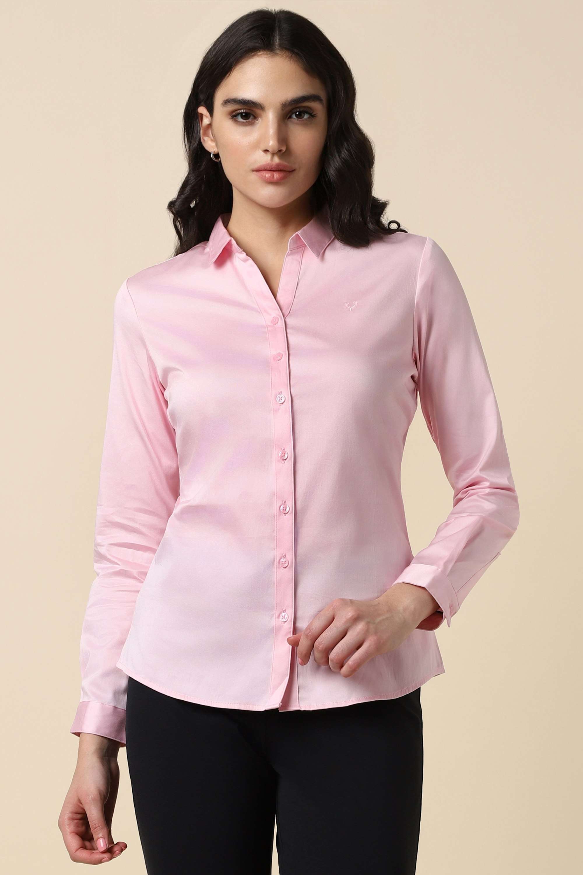 Solid-Cotton-Women-Formal-Wear-Shirt