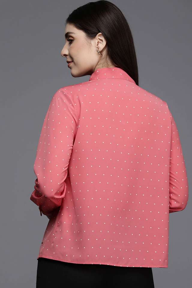 Printed-Round-Neck-Polyester-Women-Formal-Wear-Shirt