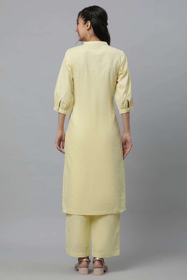 Solid-Calf-Length-Cotton-Woven-Women-s-Kurta-Palazzo-Set