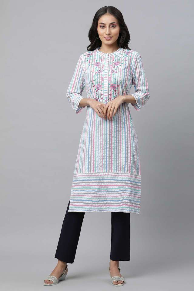 Dyed-Cotton-Collared-Women-s-Casual-Wear-Kurta