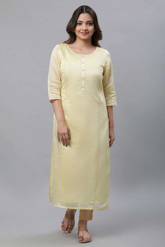 Dyed-Viscose-Blend-Round-Neck-Women-s-Festive-Wear-Kurta
