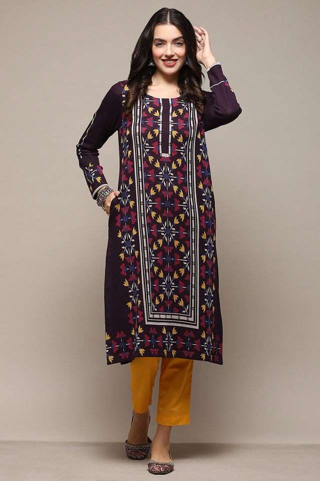 Tie-&-Dye-Blended-Fabric-Round-Neck-Women-s-Kurta
