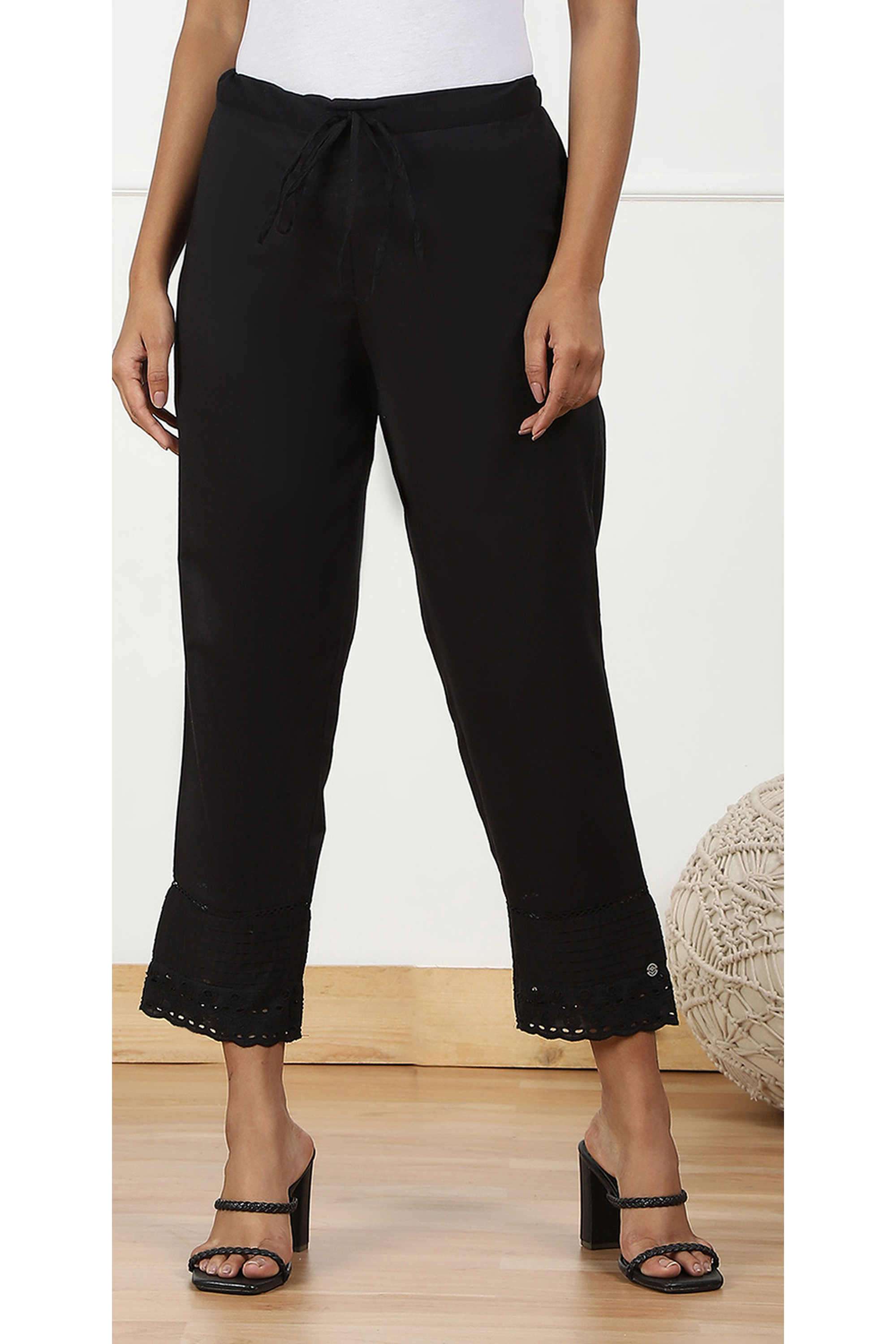 Solid-Cotton-Blend-Women-Pants