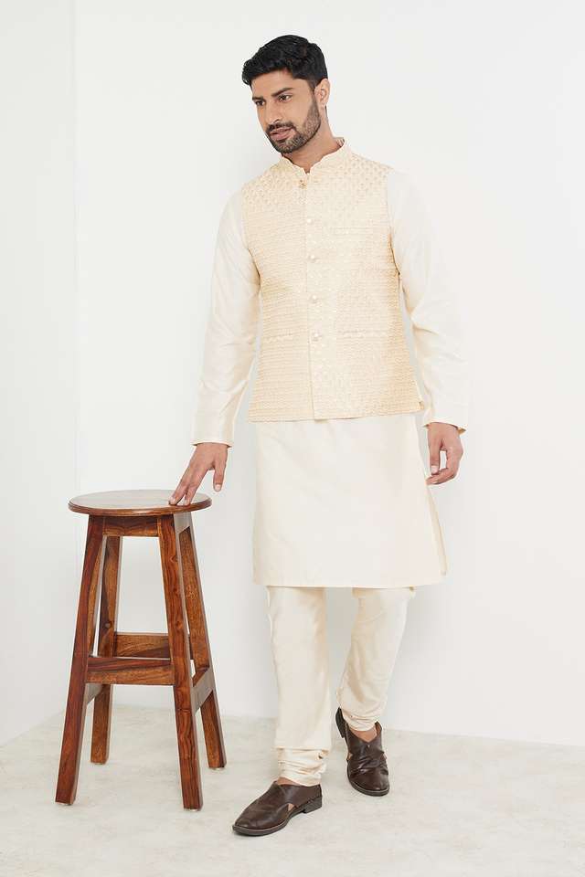 Solid-Viscose-Blend-Slim-Fit-Men-s-Long-Kurta