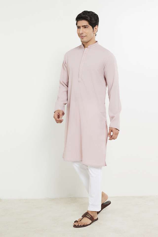 Solid-Polyester-Slim-Fit-Men-s-Long-Kurta