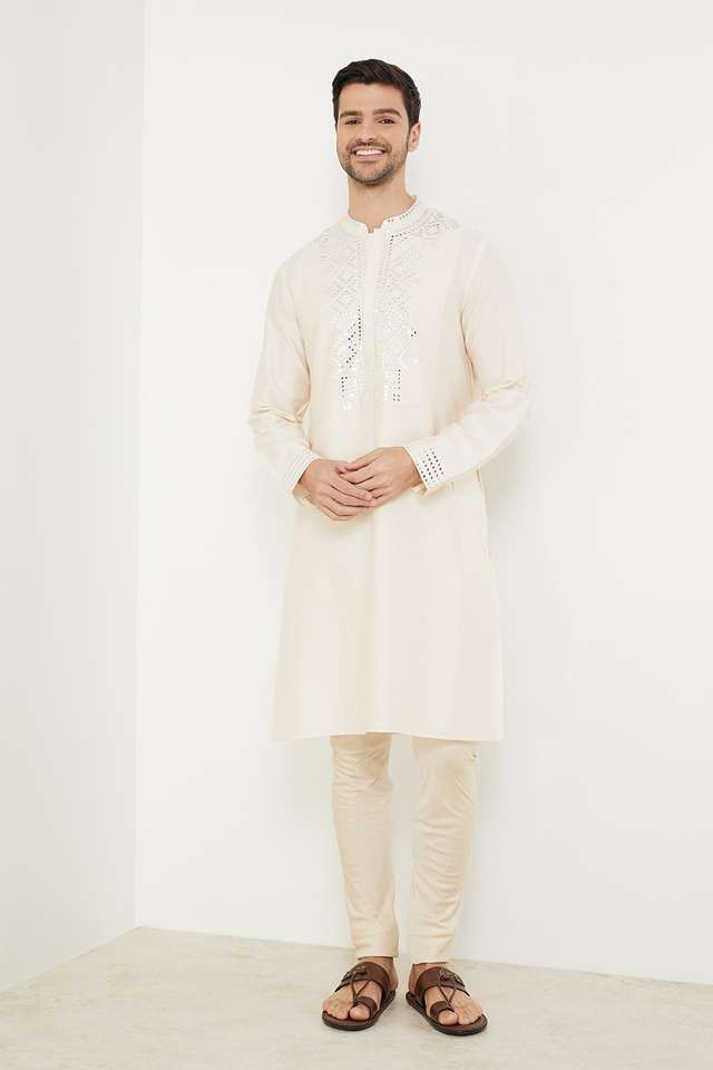 Embroidered-Viscose-Blend-Slim-Fit-Men-s-Long-Kurta