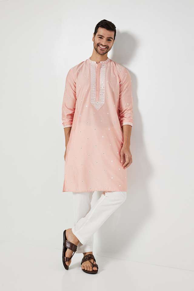 Embroidered-Viscose-Blend-Slim-Fit-Men-s-Long-Kurta