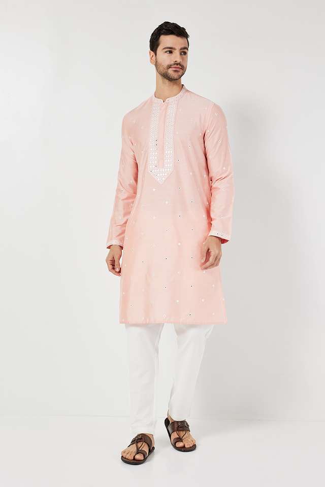 Embroidered-Viscose-Blend-Slim-Fit-Men-s-Long-Kurta