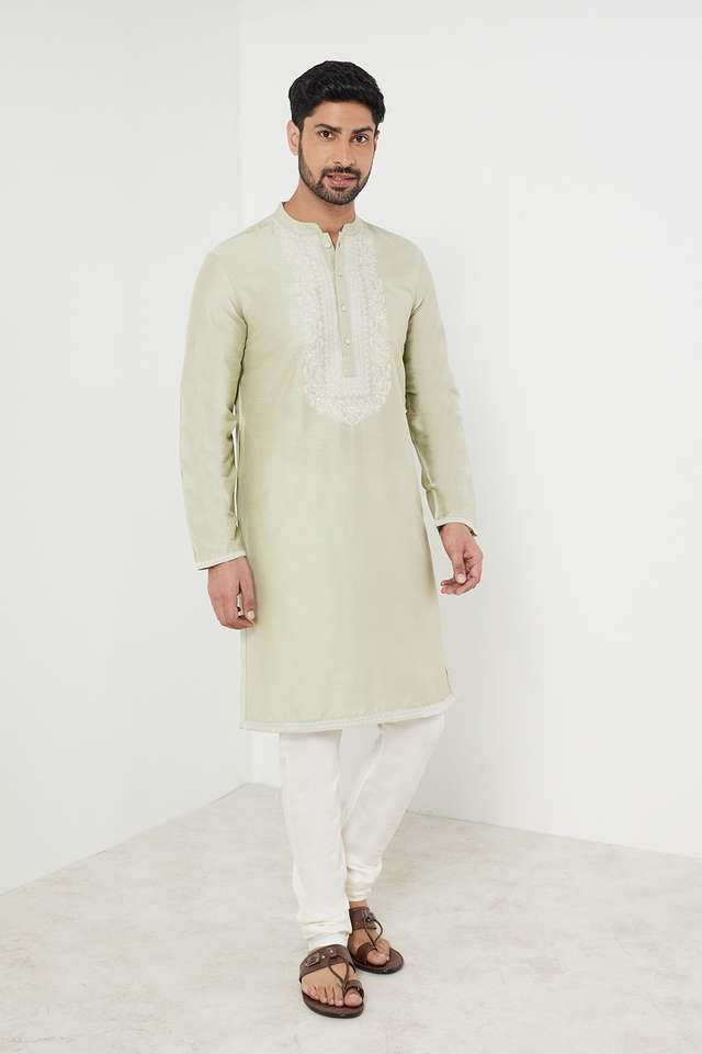 Solid-Viscose-Slim-Fit-Men-s-Long-Kurta