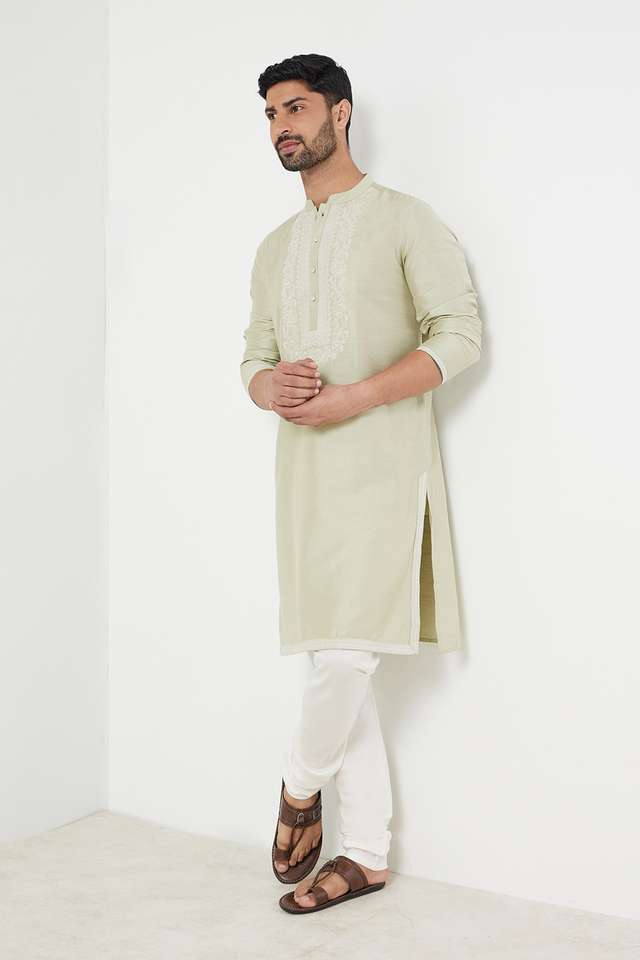 Solid-Viscose-Slim-Fit-Men-s-Long-Kurta