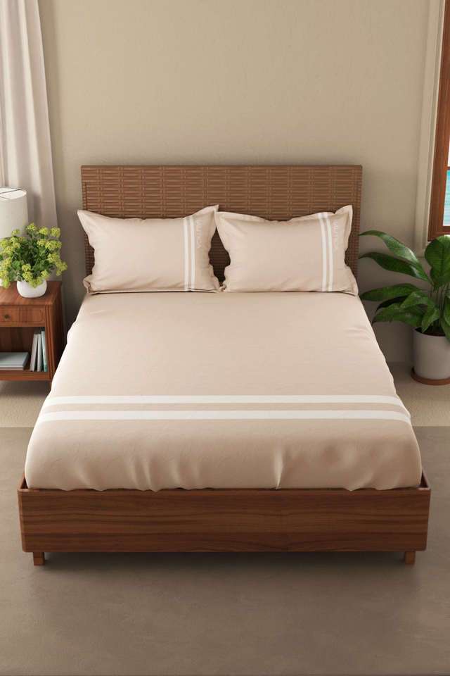 Luxurious-100--Egyptian-Satin-Fitted-Cotton-King-Bedsheet-with-2-Pillow-Covers