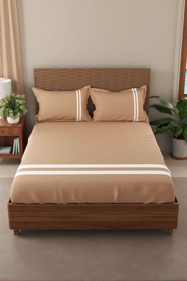 Luxurious-100--Egyptian-Satin-Fitted-Cotton-King-Bedsheet-with-2-Pillow-Covers