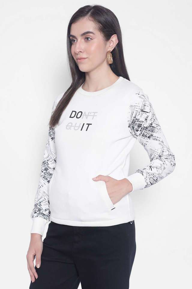 Crew Neck White Graphic Sweatshirt Womens Buy Crimsoune Club White