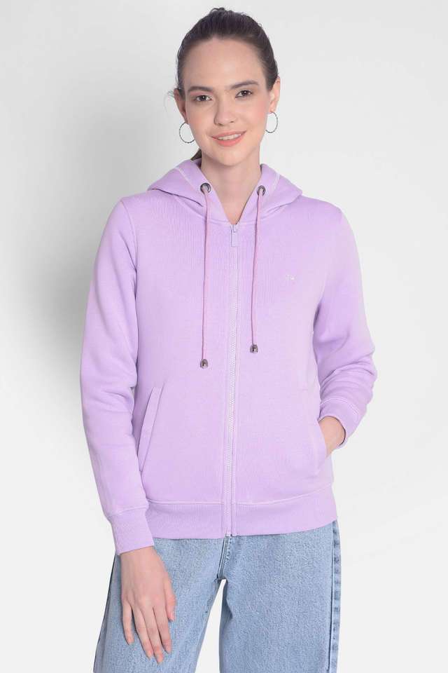 Solid-Hooded-Blended-Fabric-Women-s-Casual-Wear-Sweatshirt