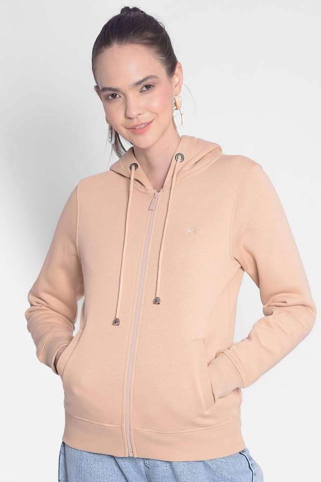 Solid-Hooded-Blended-Fabric-Women-s-Casual-Wear-Sweatshirt