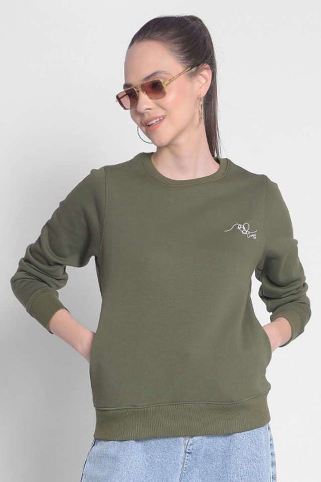 crimsoune club Solid Round Neck Blended Fabric Women Sweatshirt-picture-21