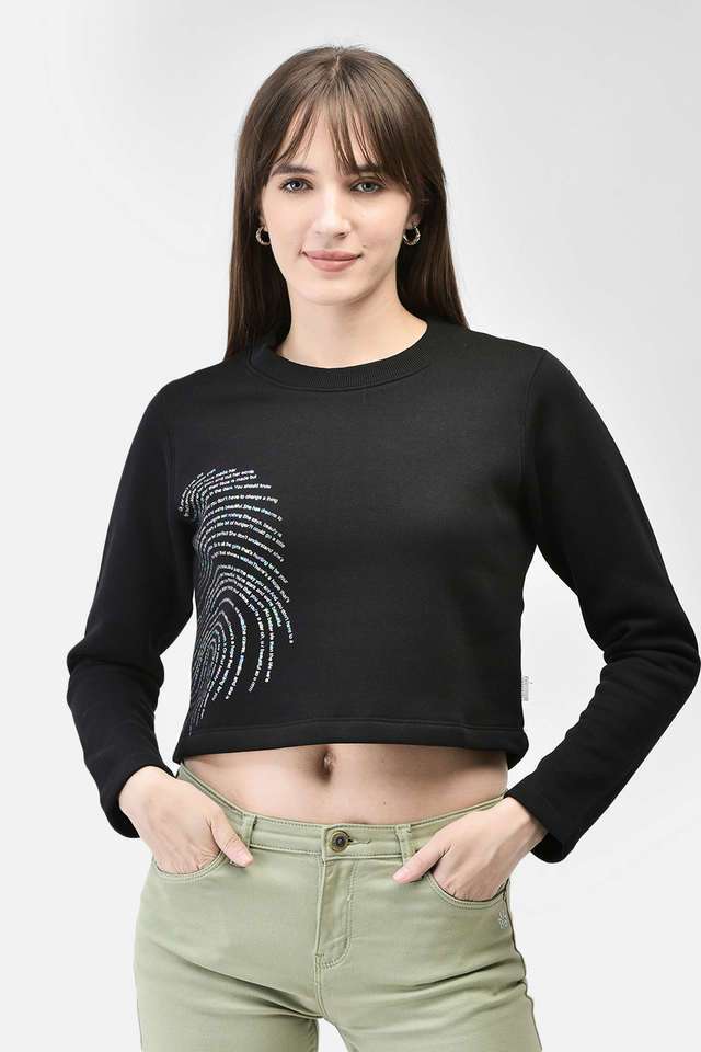 Typographic Round Neck Blended Fabric Women Sweatshirt-image-25
