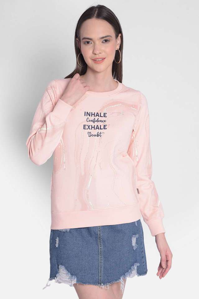 Typographic Round Neck Blended Fabric Women Sweatshirt-image-27